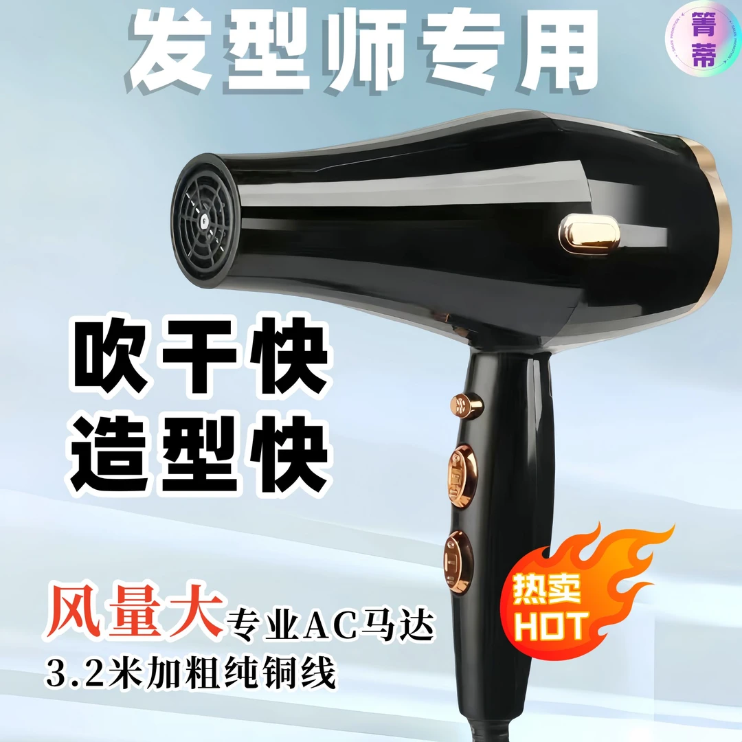 （新疆包邮）黑旋风美发店发型师专用电吹风机大风力2400w3.2米铜线