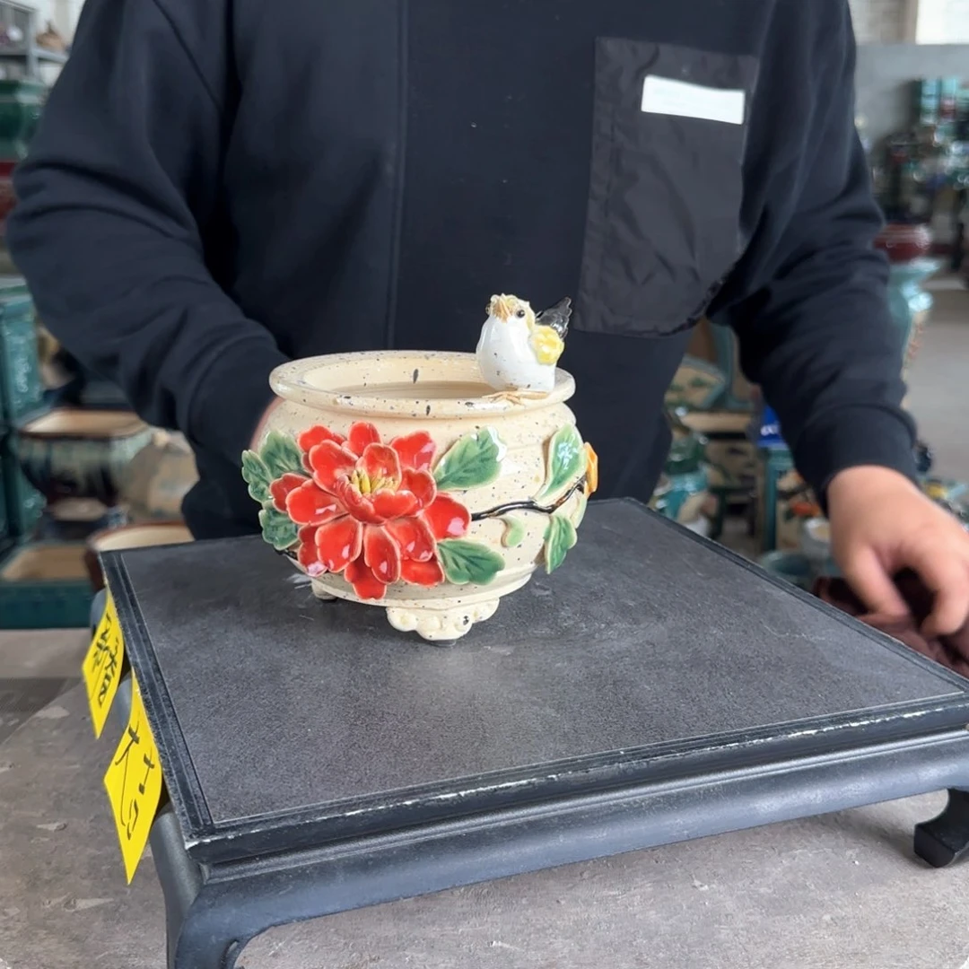 陶。一风堂石湾花盆  手工痕迹