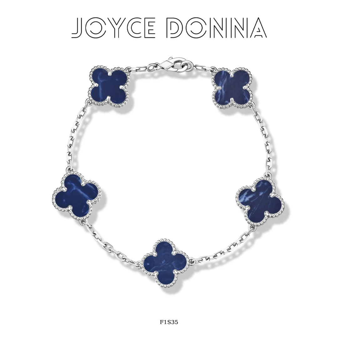 925银手链 法式轻奢时尚气质高级感蓝色四叶花手链 F1S35
