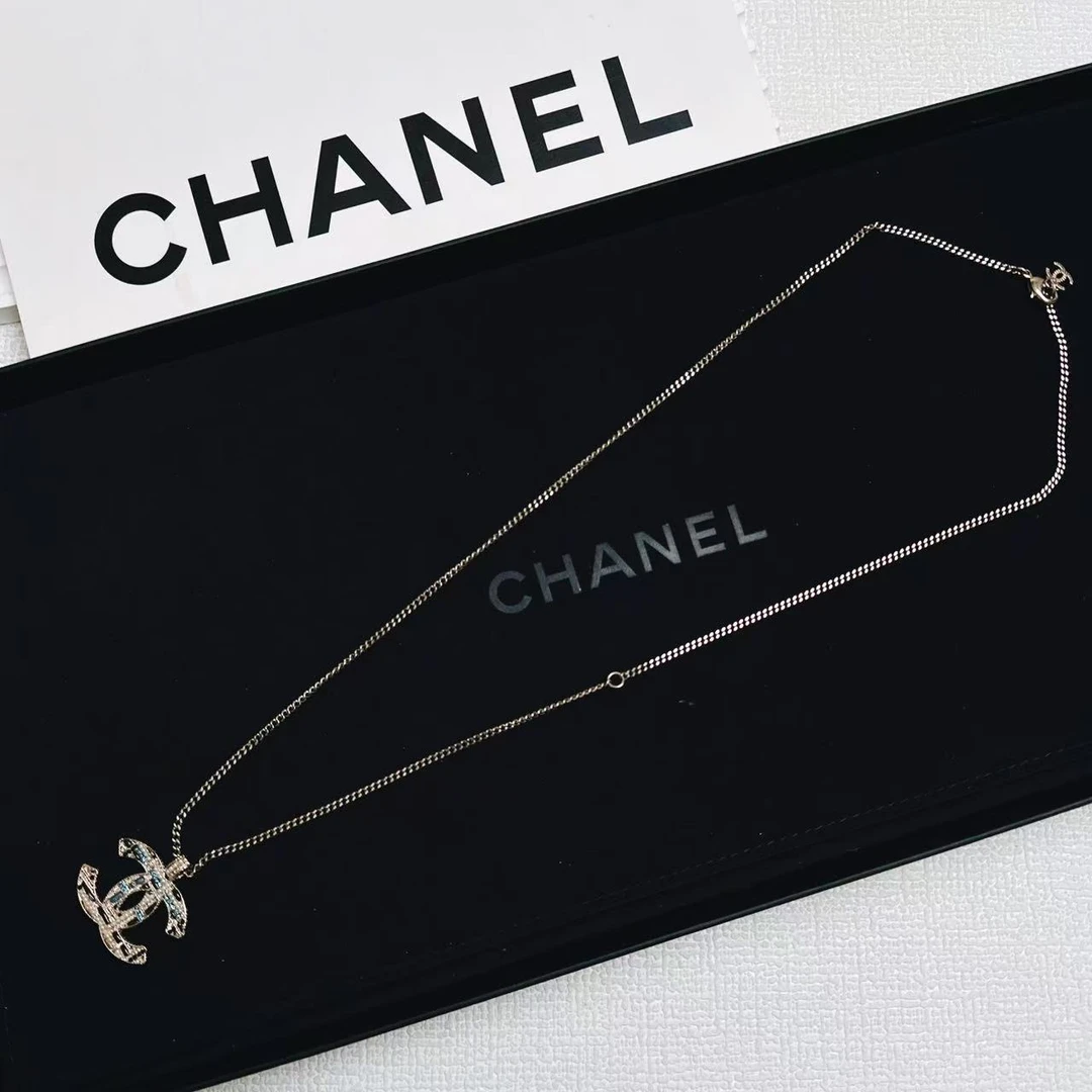 95新 Chanel/香奈儿 柚礼中古/香奈儿埃及蓝色双C项链LZ503087