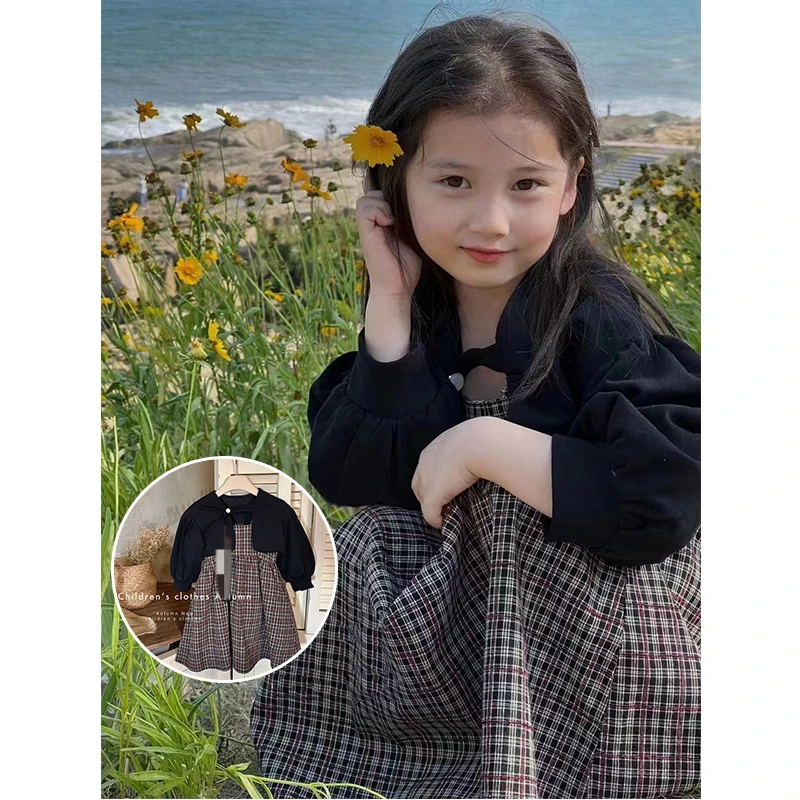 春"珍妮小姐"韩版设计感洋气长袖披肩连衣裙 23Q012