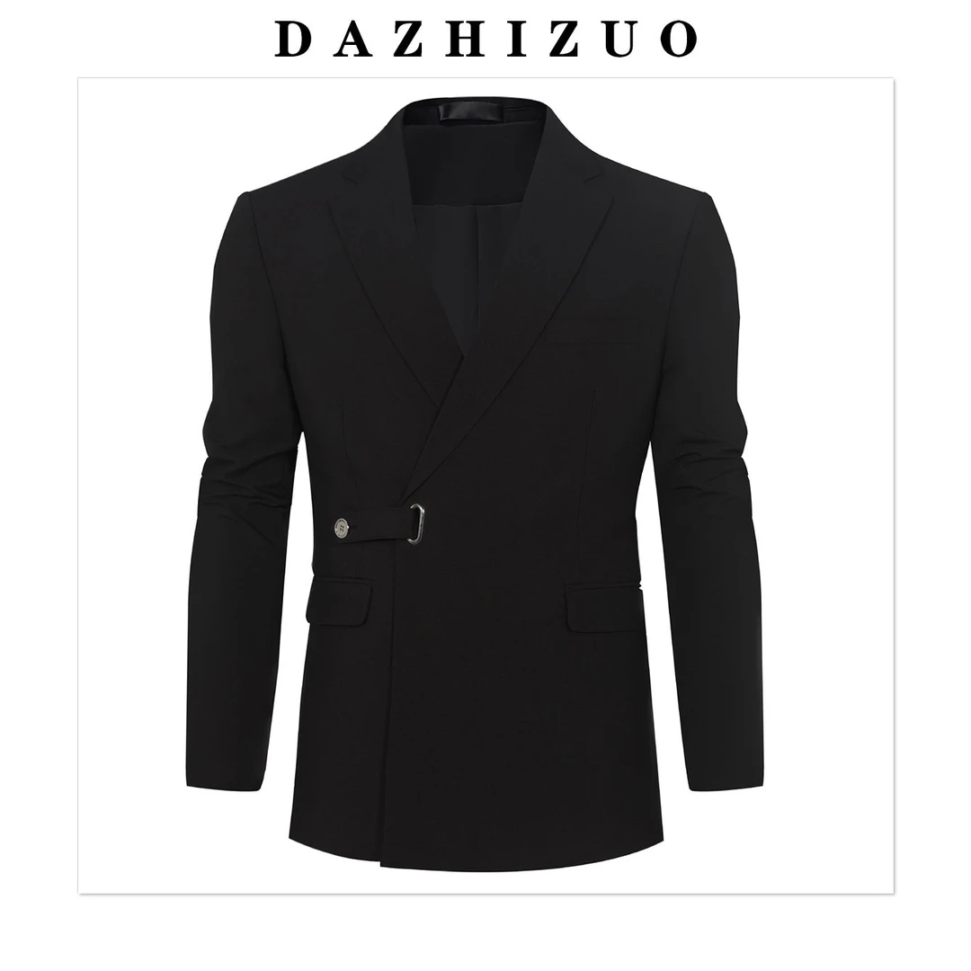 男士黑色时尚设计款西装外套男韩版潮流帅气轻奢西服 WD208
