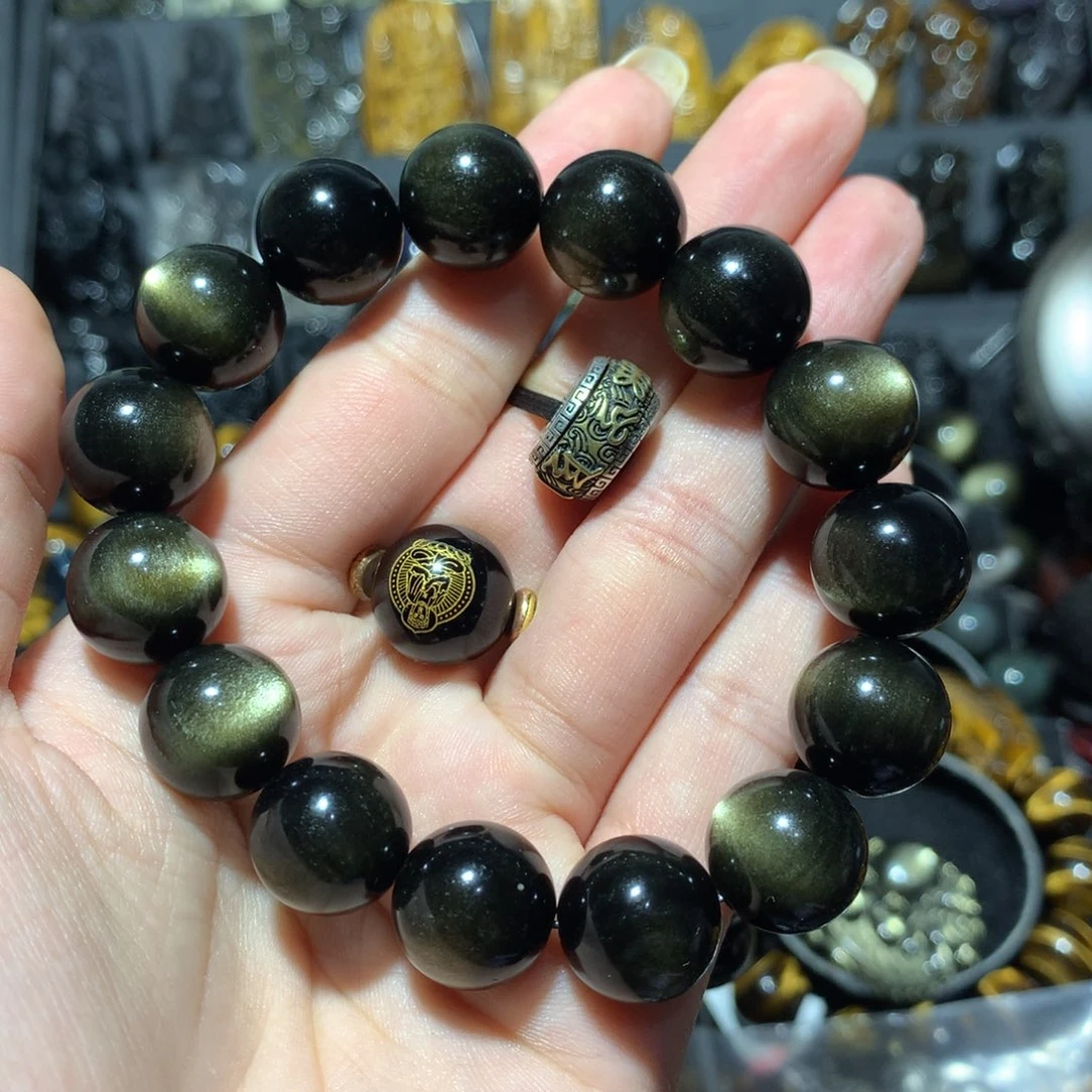 未镶嵌黑曜岩手链。*