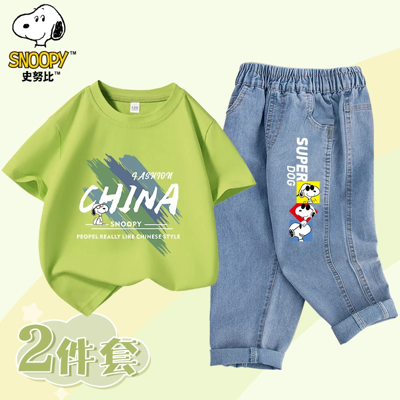 男童童装夏季新款休闲百搭帅气短袖牛仔裤套装