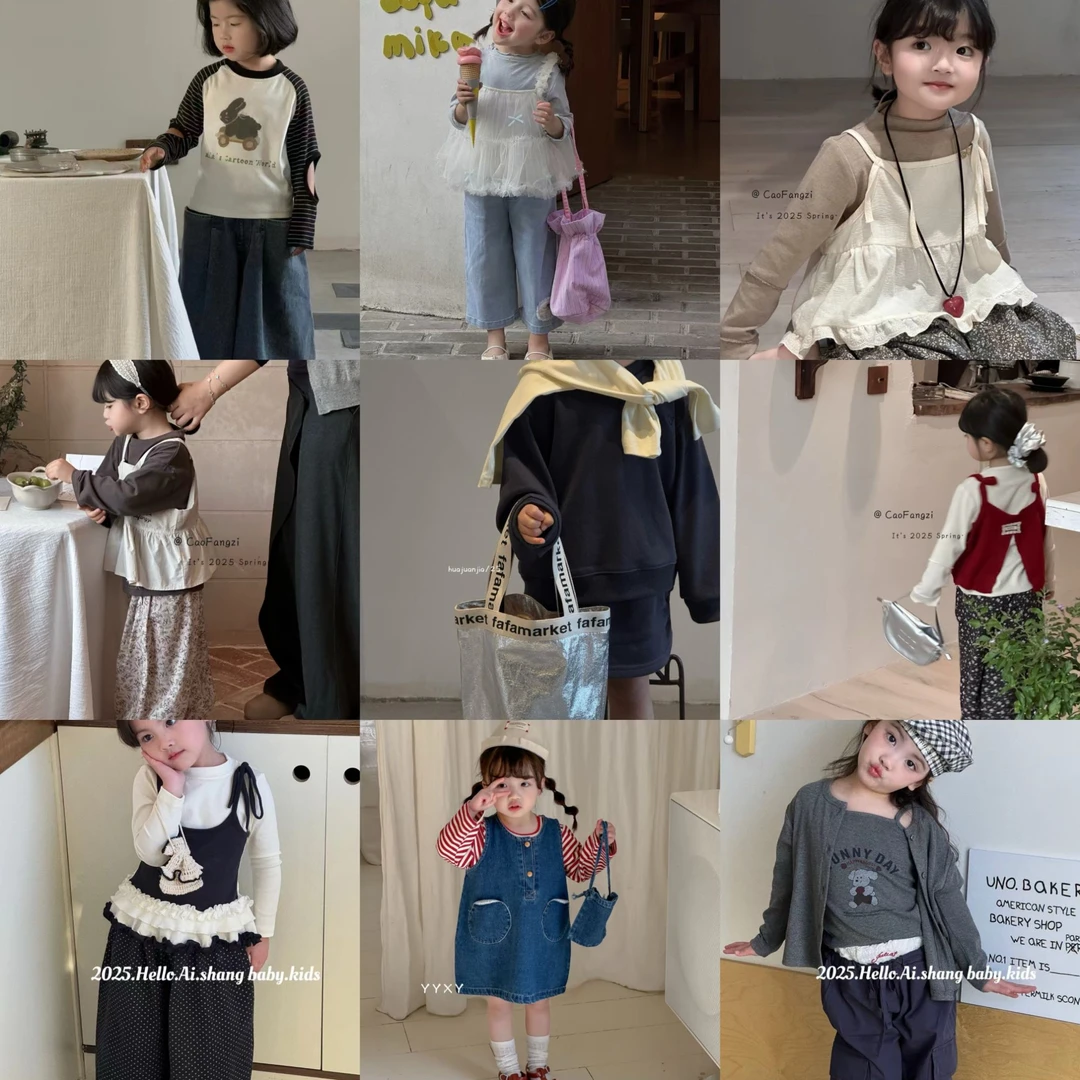 (121-180) 米语25春季女童新款上衣裤子套装