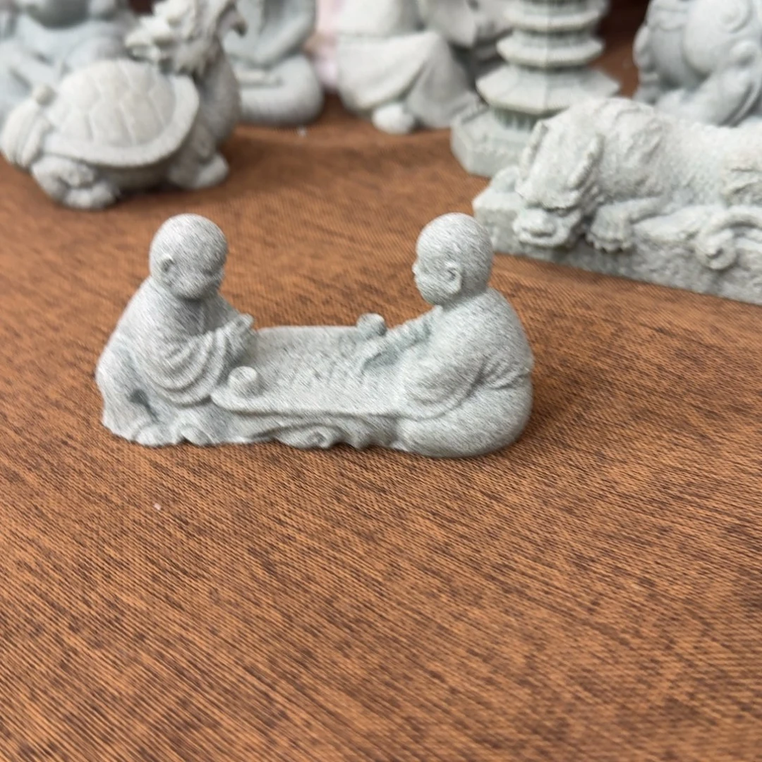 石材青砂石小童下棋