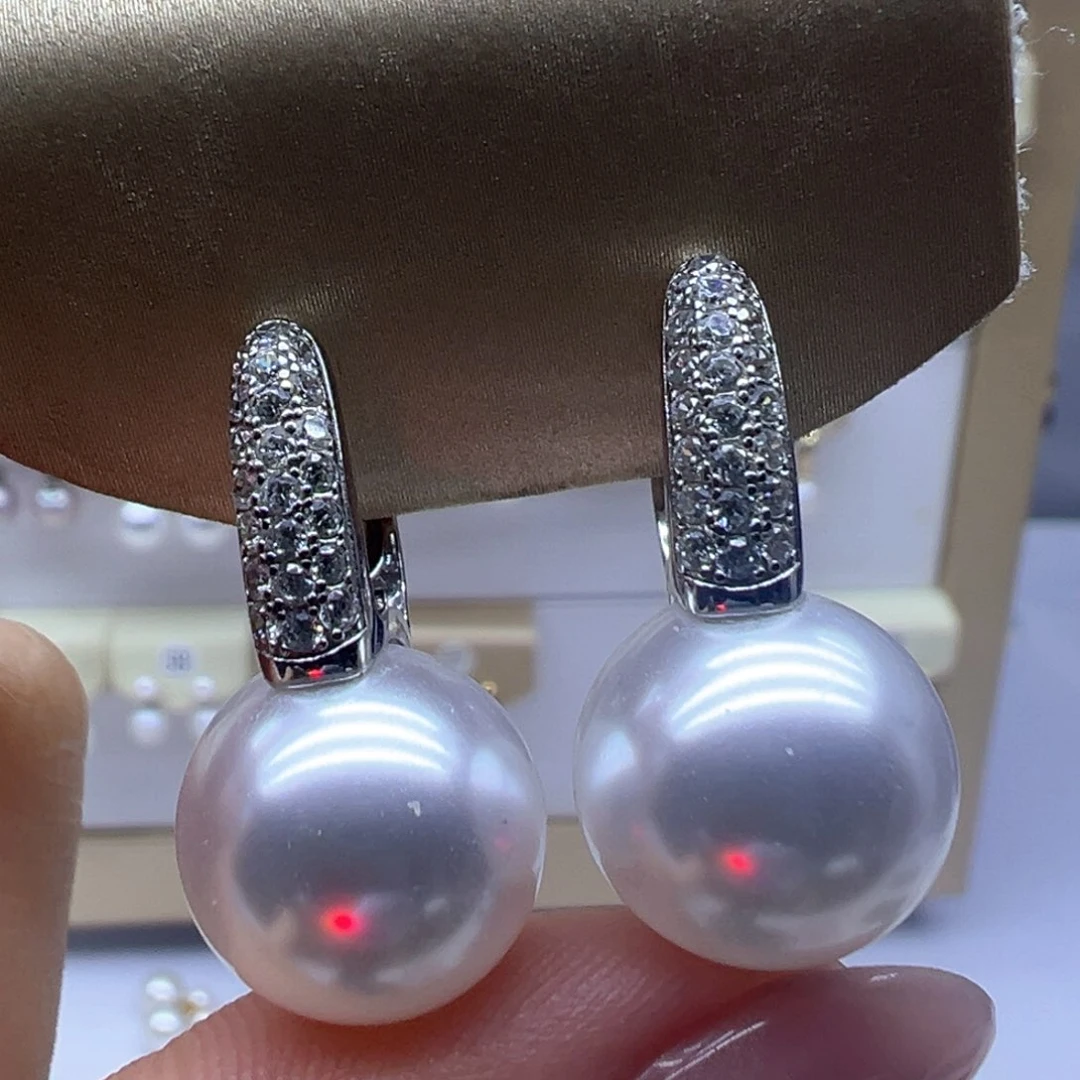 银S925镶嵌淡水珍珠耳饰