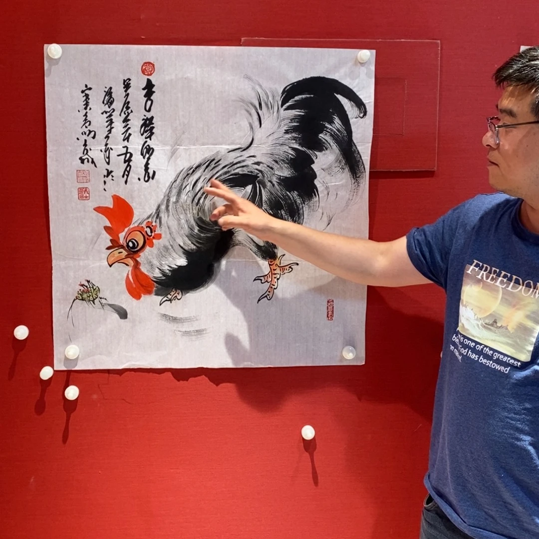 国画锦麟艺术新年三人联展笔会现场