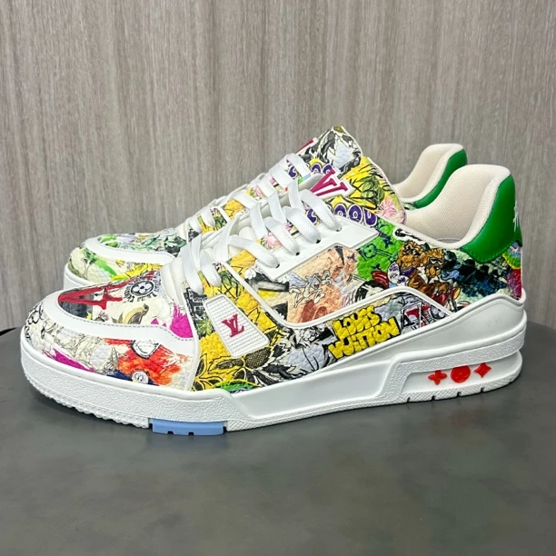 99新 LouisVuitton/路易威登 41.5码 trainer 涂鸦 低帮板鞋
