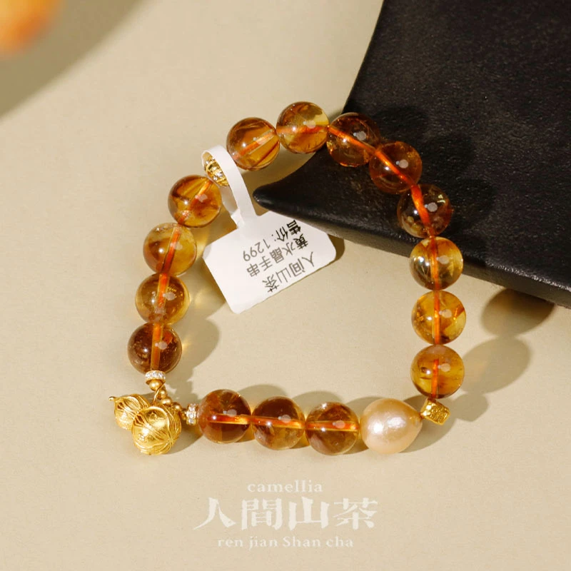 人间山茶 A3-1242 黄水晶手串多样性发其一