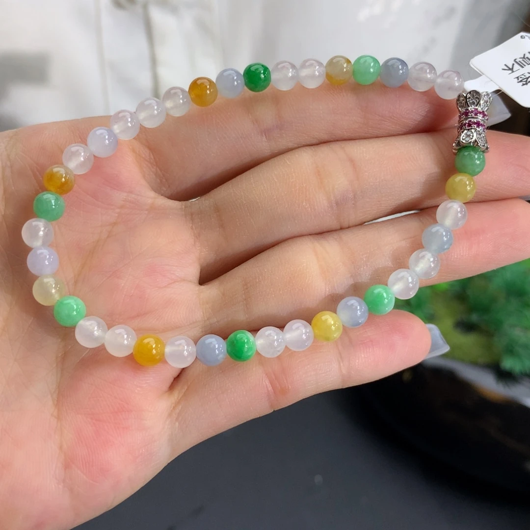 翡翠未镶嵌手串卡4.8冰胶多宝手串