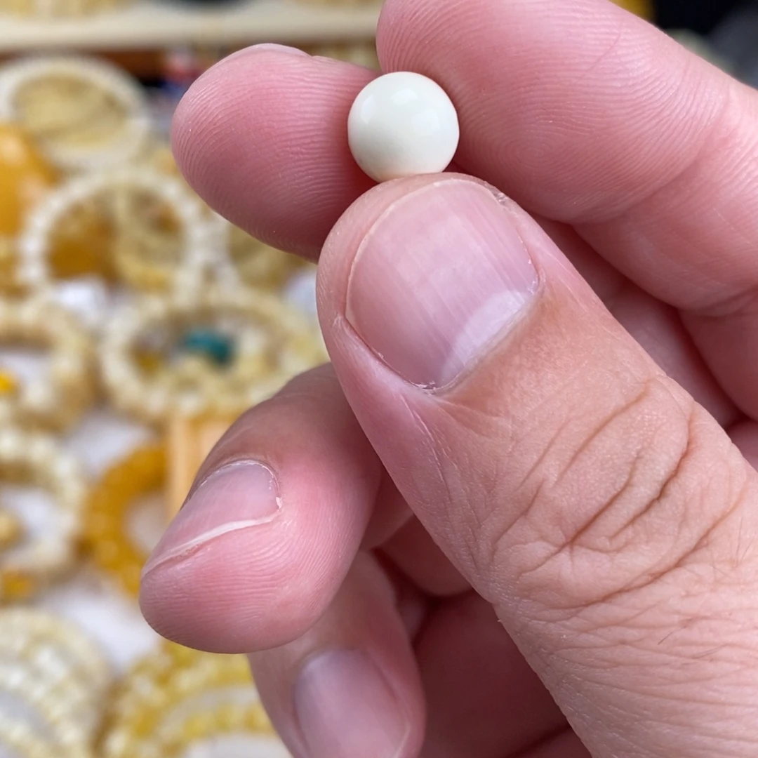 清***心手链蜜蜡未镶嵌瓷白满白8.8mm