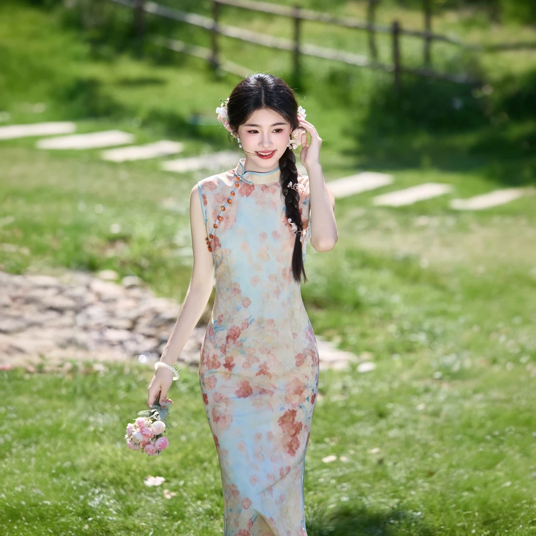 海棠|新中式无袖旗袍修身版2025夏改良日常国风优雅长裙 S-3XL