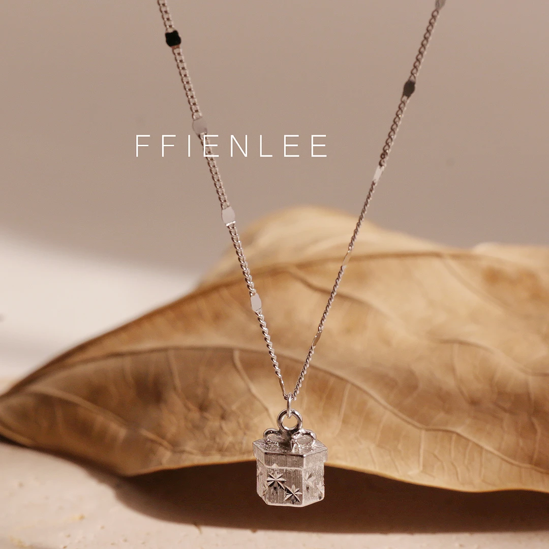 坠链均925银 <礼赞>原创设计礼盒吊坠银项链肌理纹方块盒子锁骨链