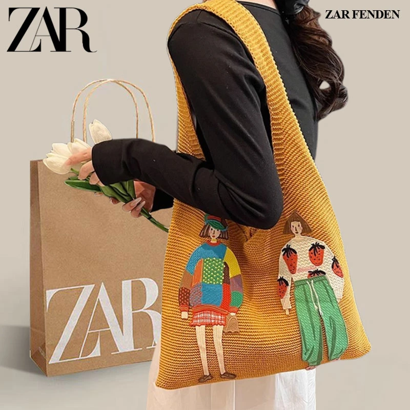ZAR FENDEN森系2025超火包包女田园风海边度假沙滩包通勤编织包潮