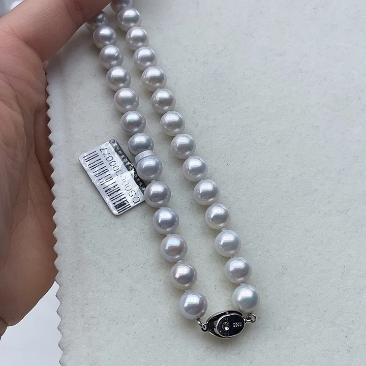淡水珍珠颈饰银S925镶嵌卡9➕高品极光白炫银蓝光