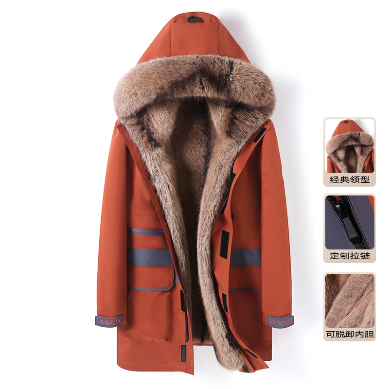 海宁冬季加绒保暖外套夹克中长款男款PK8372