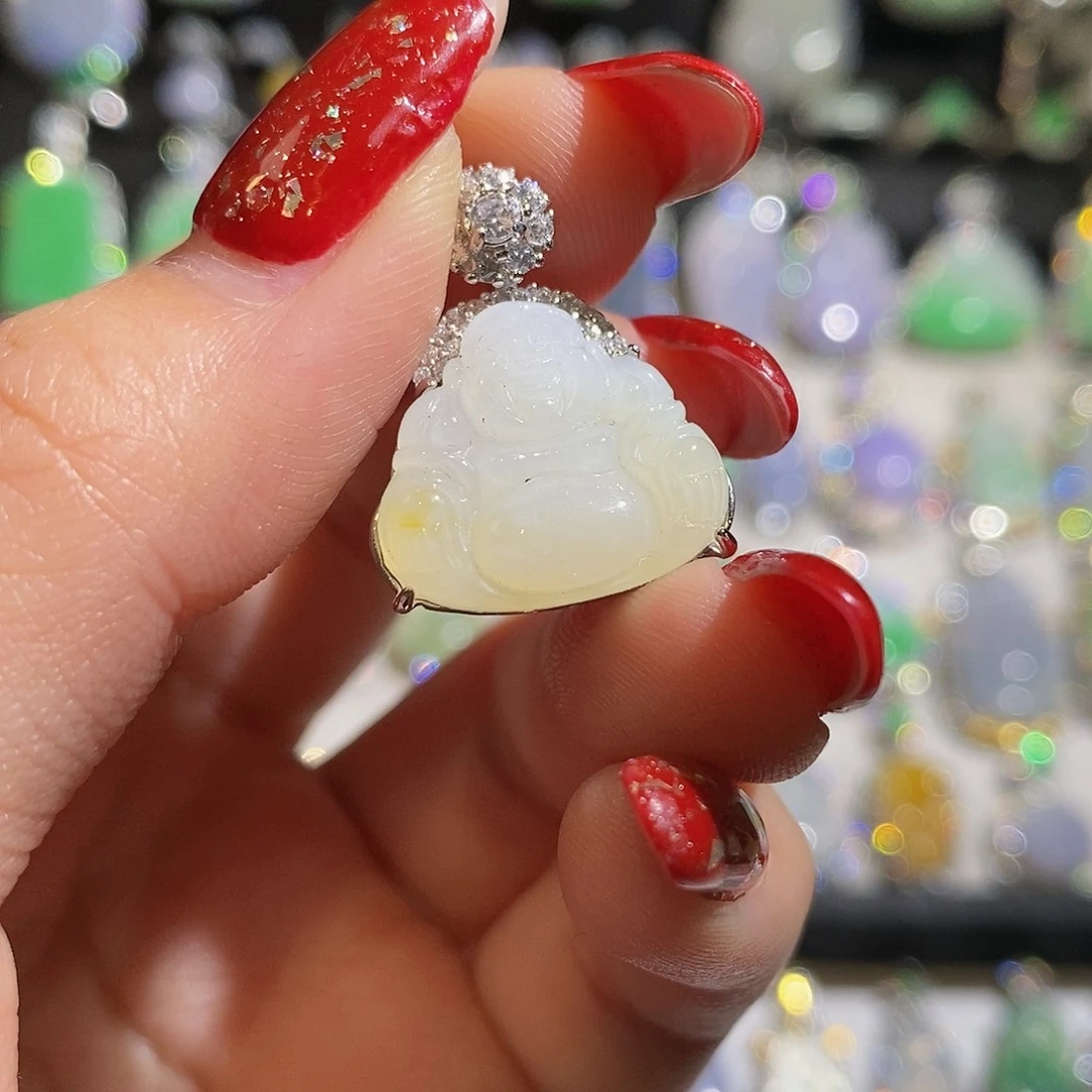 翡翠戒指银S925镶嵌天然翡翠