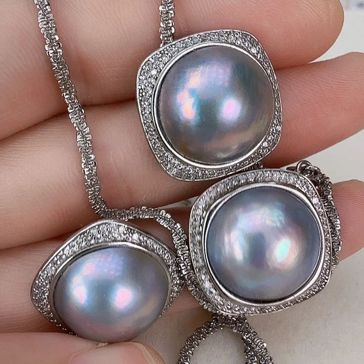 拼合珍珠（马贝珠）未镶嵌耳饰