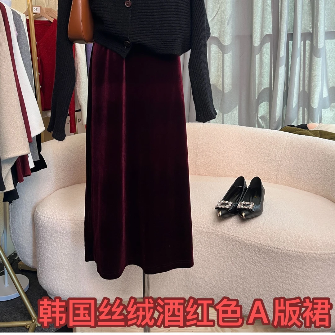 金丝绒A版裙半身长裙显瘦时尚百搭