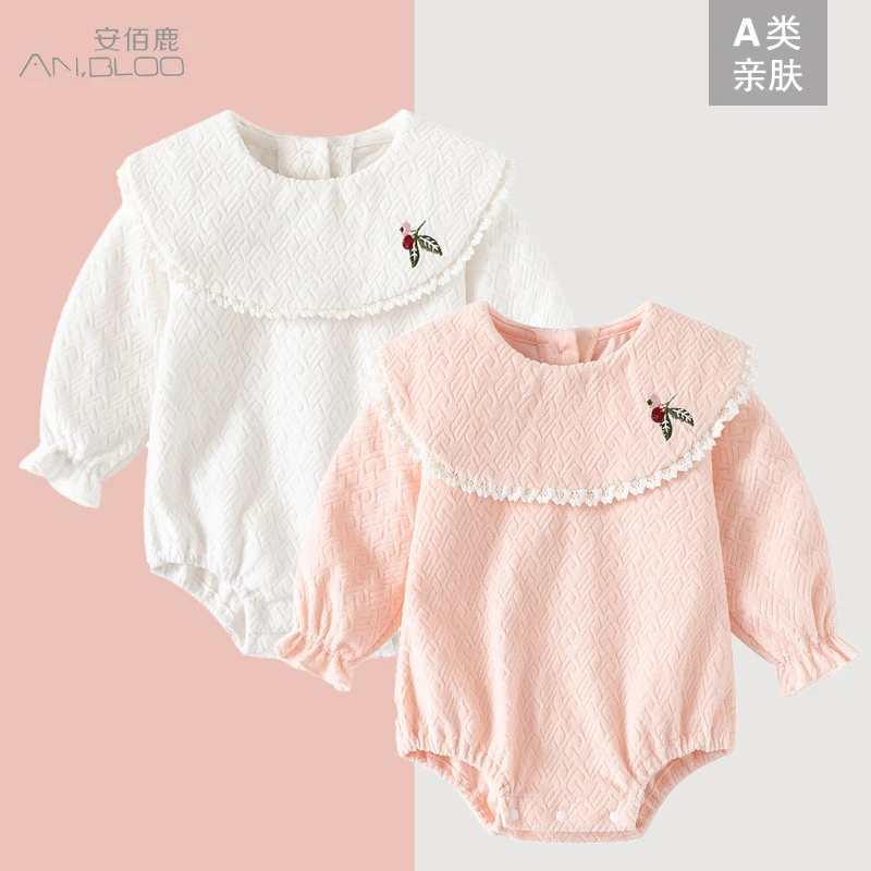 【编码150下单需备注编码】法兰绒婴儿三角包屁衣满月服连身衣女宝