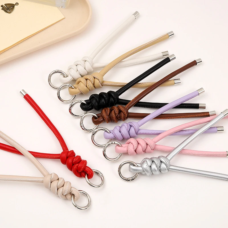 新款PU皮绳钥匙扣挂件ins时尚百搭包包链条挂饰配件diy手工编织