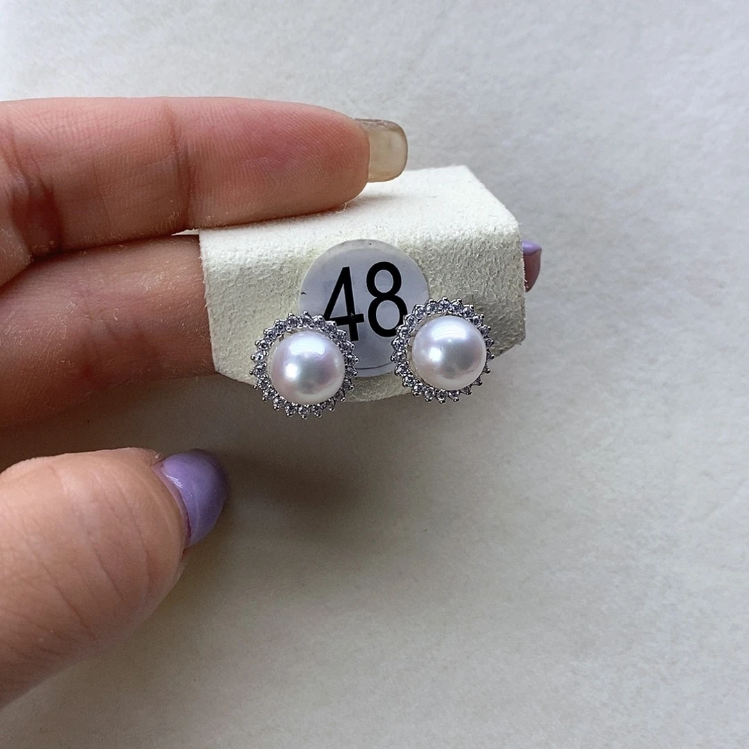 银S925镶嵌海水珍珠耳饰