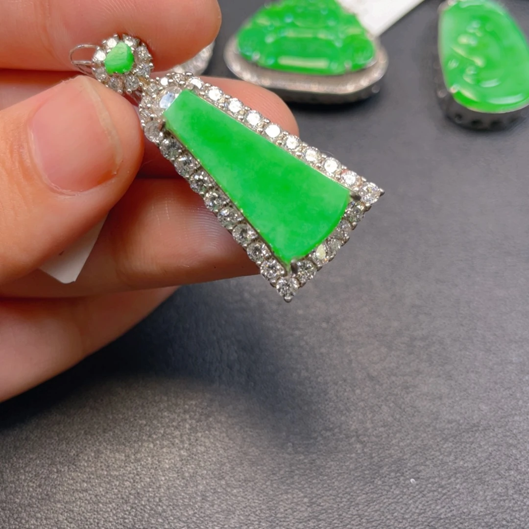 吊坠(不含链)银S925镶嵌翡翠