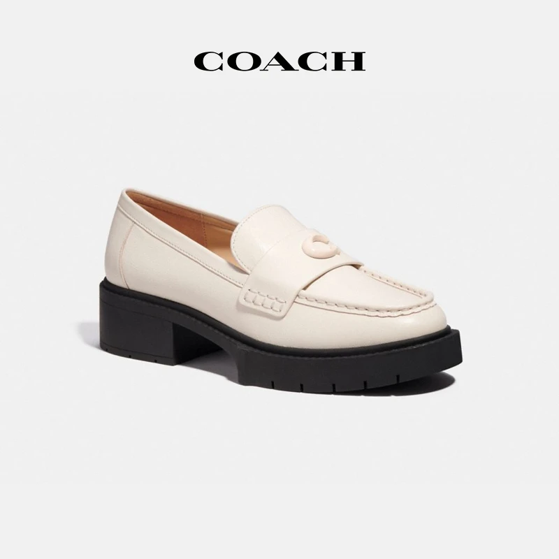 COACH/蔻驰 女士时尚百搭休闲英伦风经典粗跟LEAH乐福鞋
