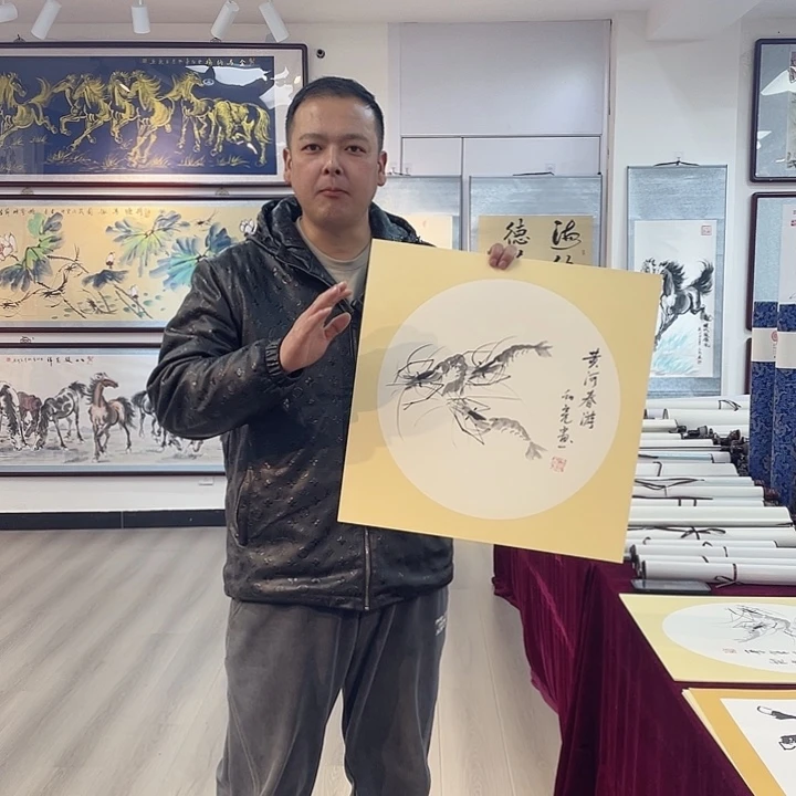 国画黄河春游手绘作品