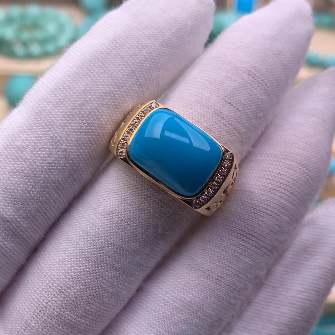 绿松石18K金镶嵌珠宝奇石