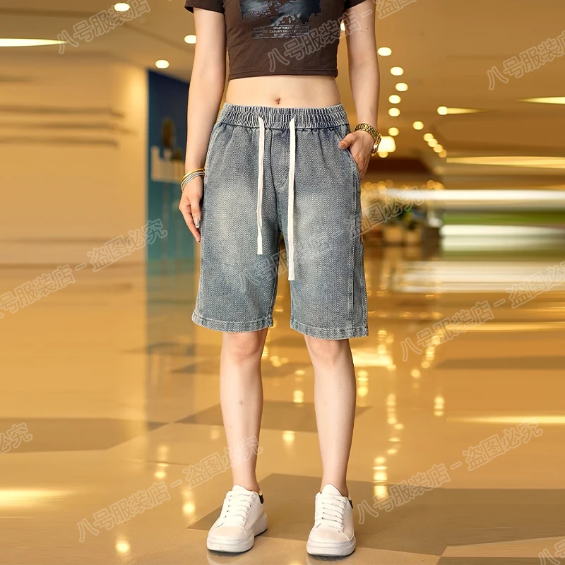 接潮2025夏季男士牛仔短裤薄款休闲直筒中裤百搭宽松五分裤子潮流