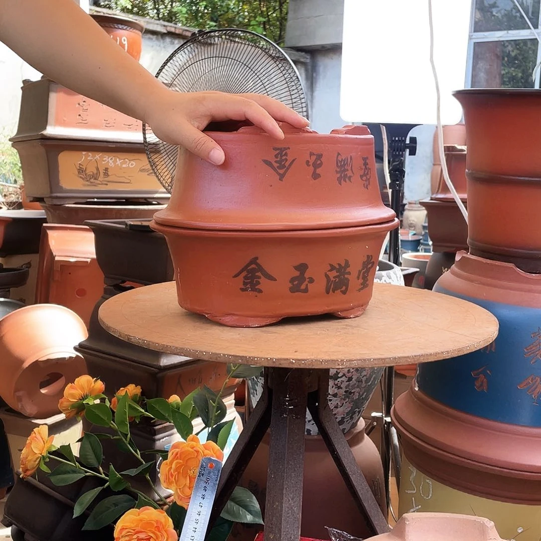 2个30红椭圆花盆紫砂花盆