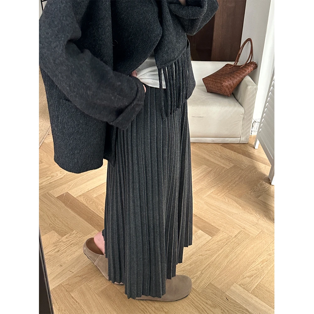 【2062】大码女装胖mm韩系穿搭中长半身裙梨形身材高腰百褶裙