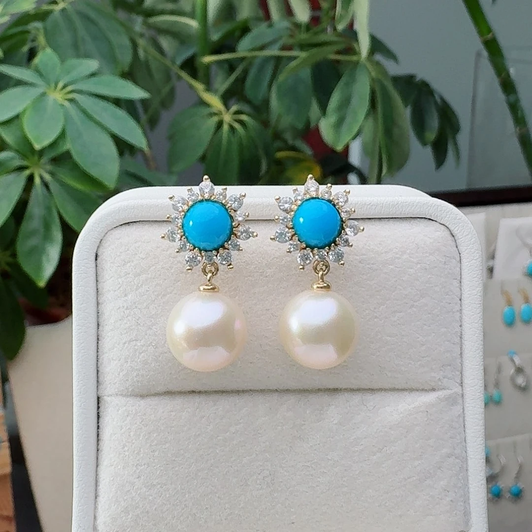 绿松石未镶嵌耳饰耳环