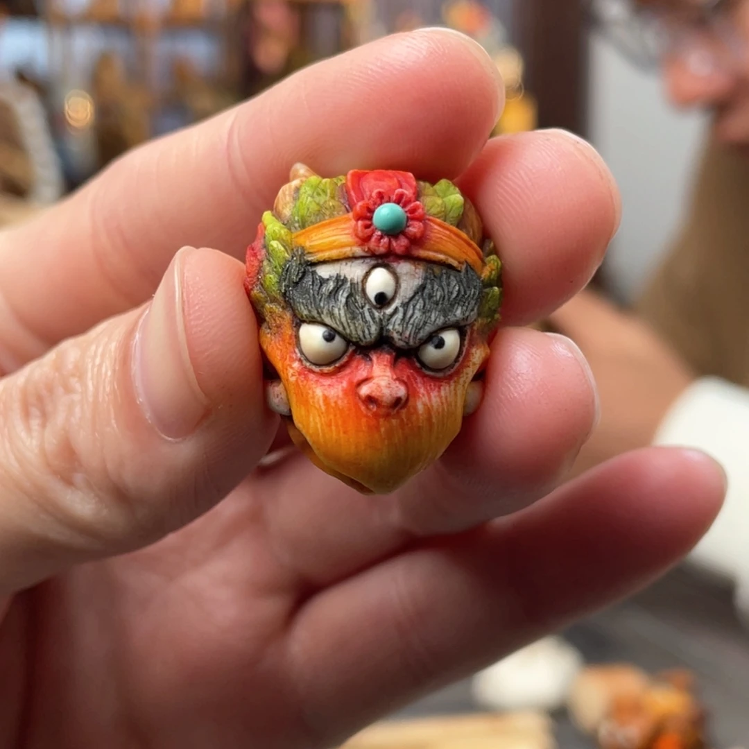 平***心木方颜竹木艺术把件