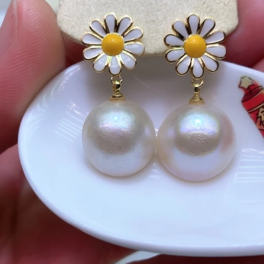 淡水珍珠耳饰银S925镶嵌