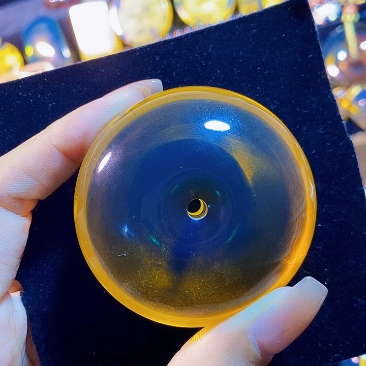 蓝珀未镶嵌珠宝奇石墨西哥蓝珀平安扣