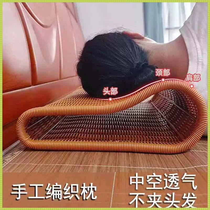 镂空藤编枕头凉席夏季天专用竹枕防出汗可水洗空心透气护颈椎凉枕