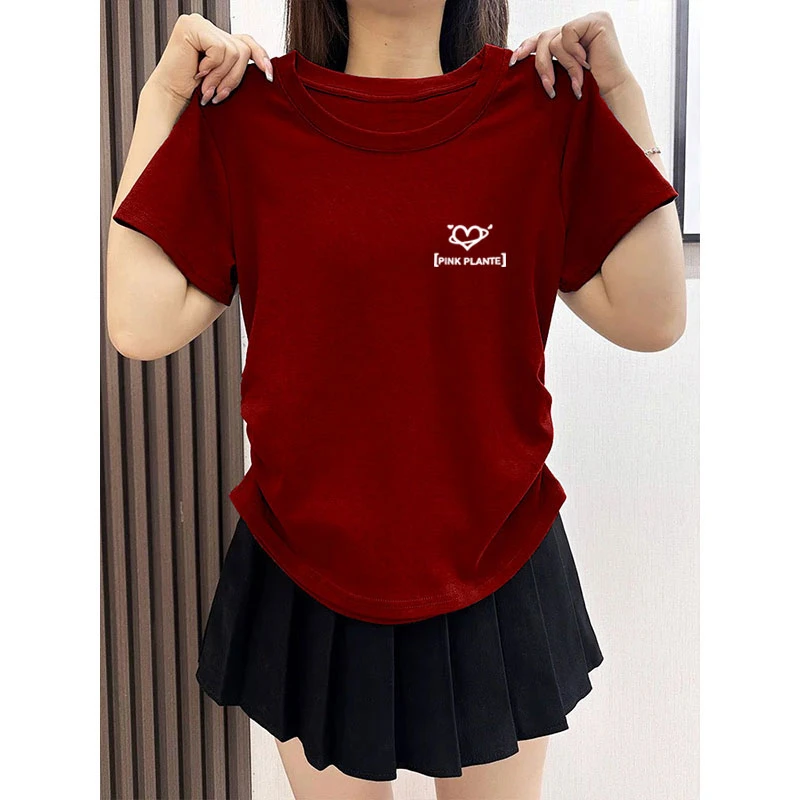 灰色褶皱短袖T恤女大码2025夏季新款修身时尚减龄圆领体恤衫上衣