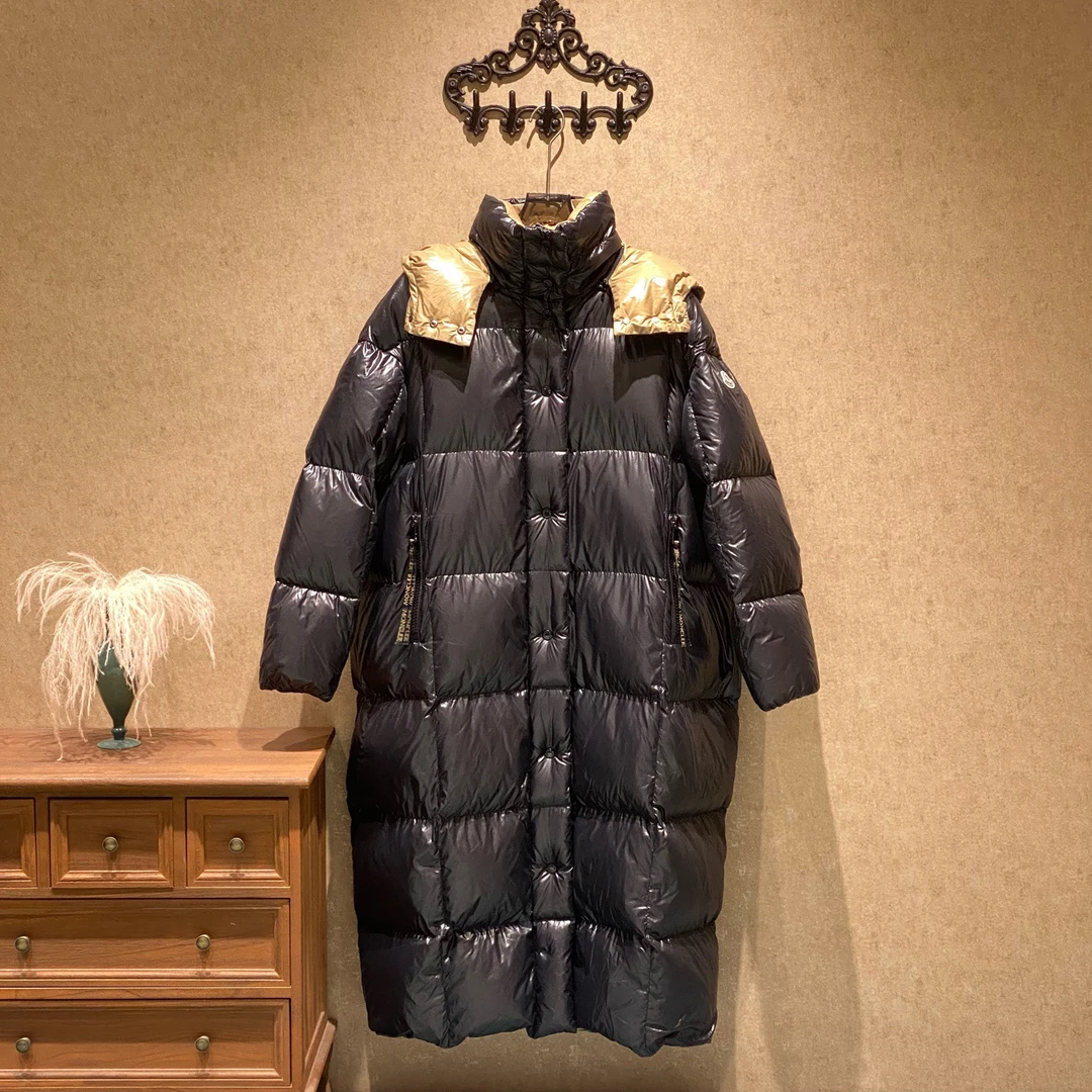 99新 MONCLER 爆款黑金徽标logo长款羽绒服/5码/35145