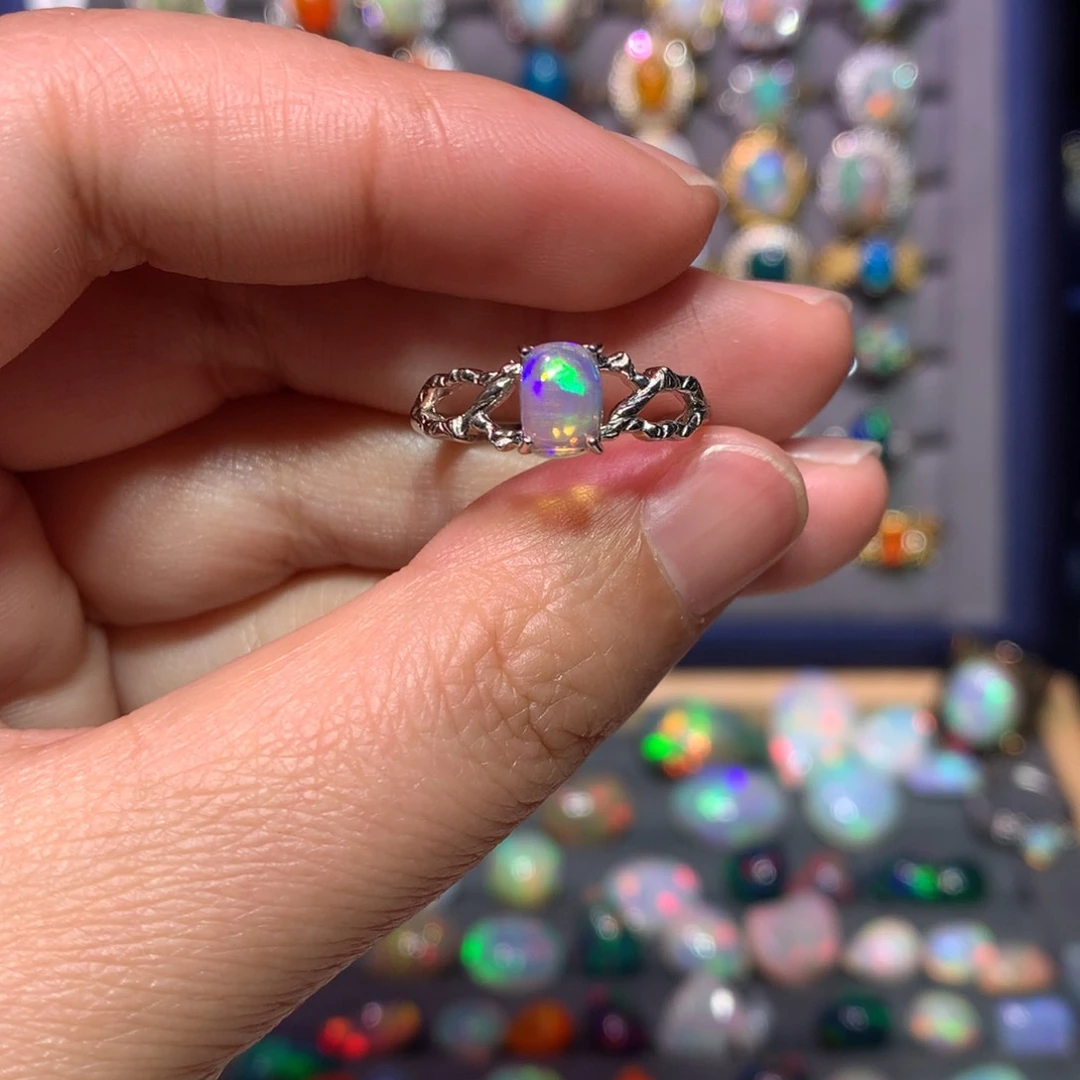 欧泊戒指款式银S925镶嵌