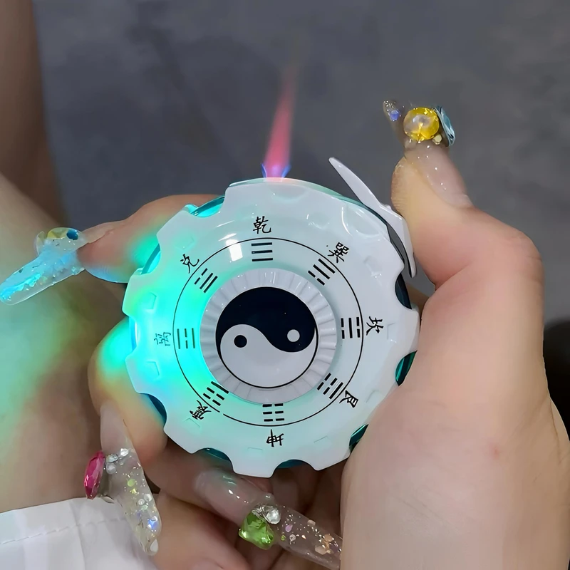 新款网红七彩闪光陀螺打火机个性解压防风创意八卦阵送男友礼物潮