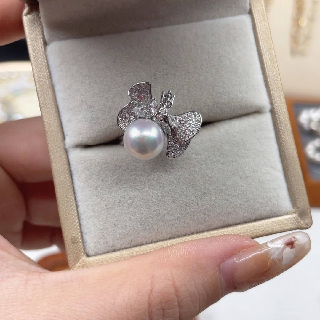 戒指银S925镶嵌海水珍珠Q125