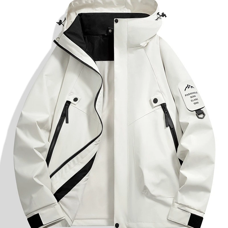 春秋薄款单层冲锋衣男女同款户外连帽运动防风防水登山服潮牌