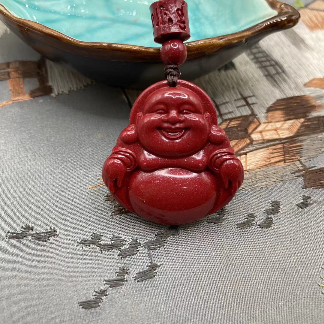 含辰砂工艺品【朱砂工厂】红砂设计款大佛公吊坠