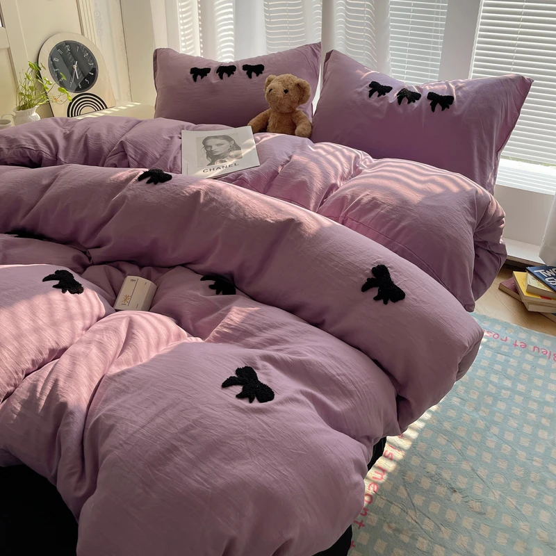 毛巾绣四件套大学生宿舍新款网红单人被罩被单被套三件套四季可用