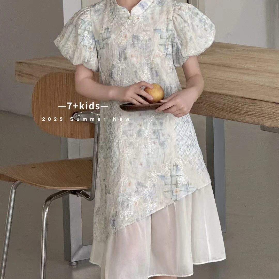 1195童装刺绣花国风连衣裙