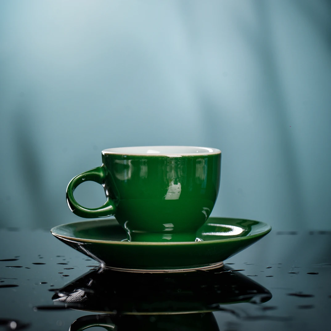 尚唐青瓷官绿釉浓缩迷你咖啡杯一杯一垫杯子