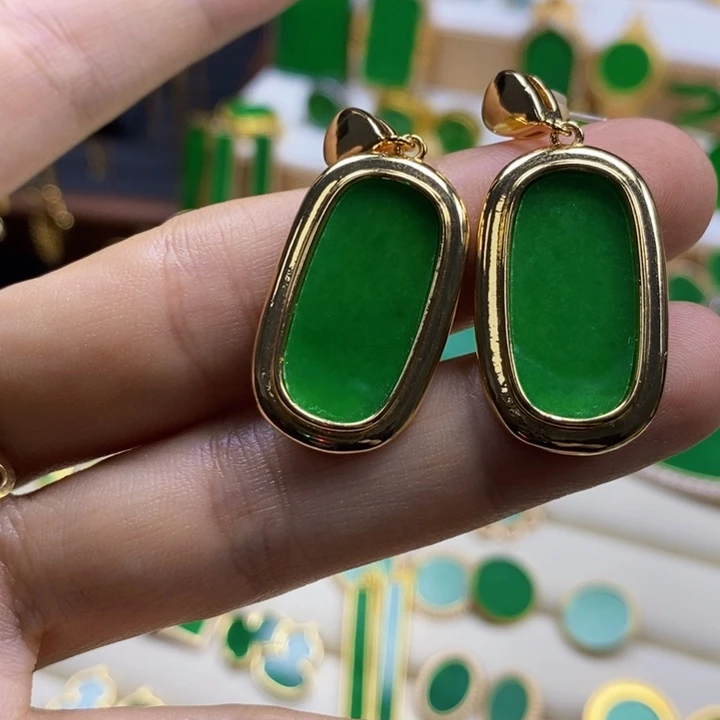 一***堂钛钢钛钢时尚椭圆耳坠子